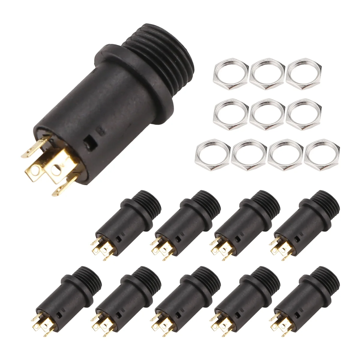 10PCS 3.5MM Mini Stereo Female Panel Mount Headphone Jack Solder, Black 4 Conductor