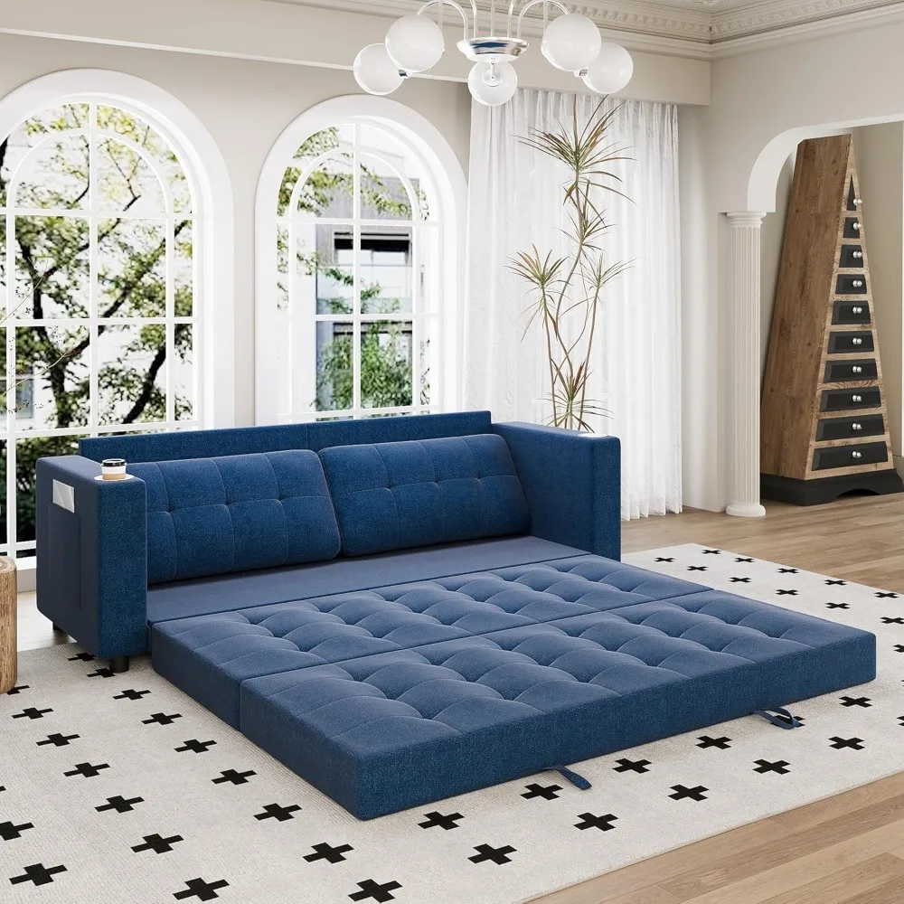 أريكة سرير فوتون مقاس 83 بوصة عرضًا و84 بوصة طولًا، أريكة نوم بمقعدين سميك مقاس 6 بوصات، أريكة قابلة للسحب، أرضية قابلة للتحويل #2