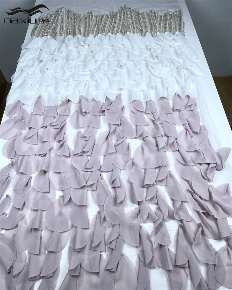 

Madison 2026 Best Quality Elegant Delicate 3D Chiffon Mesh Lace with Sequins Embroidery Tulle Fabric for Wedding Dress Sewing