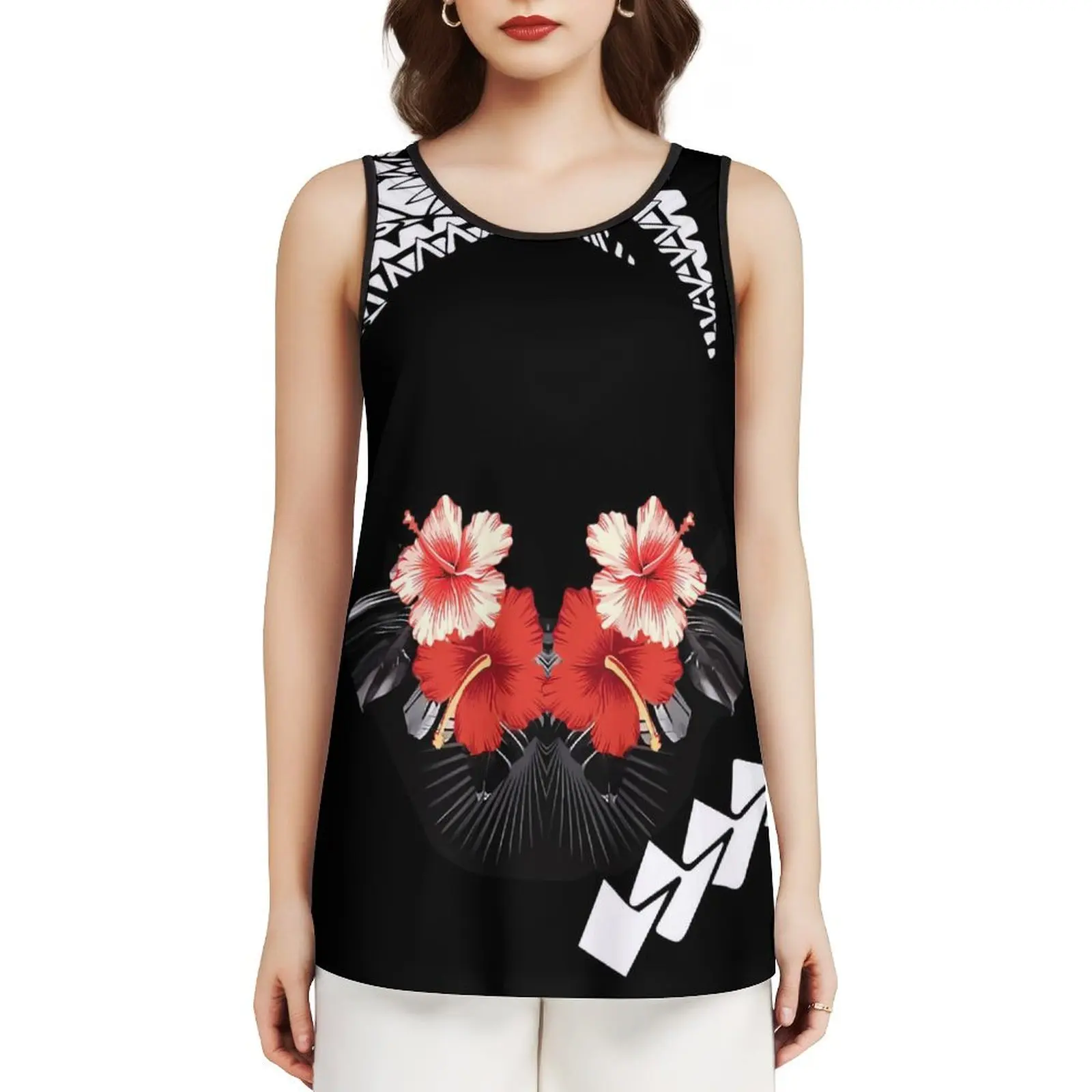 

High Quality Women'S Fashion Vest 2024 Hawaii Samoa Comfortable Women'S Polynesian Custom Art Print Cut-Out Top