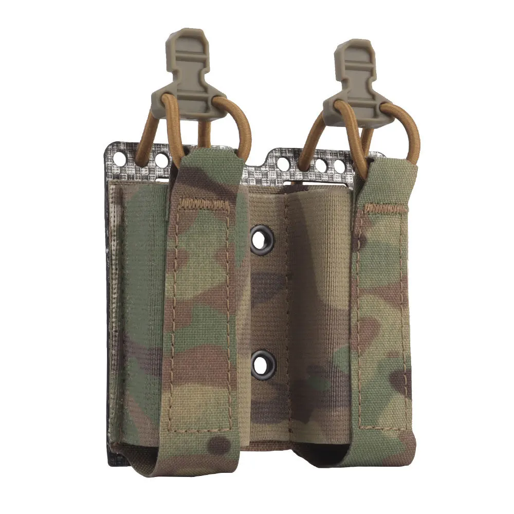 Tactical 9mm Double Elastic Magazine Pouch Pistol Multifunction MOLLE Bag Bungee Cord Retention Belt Accessories Ferro