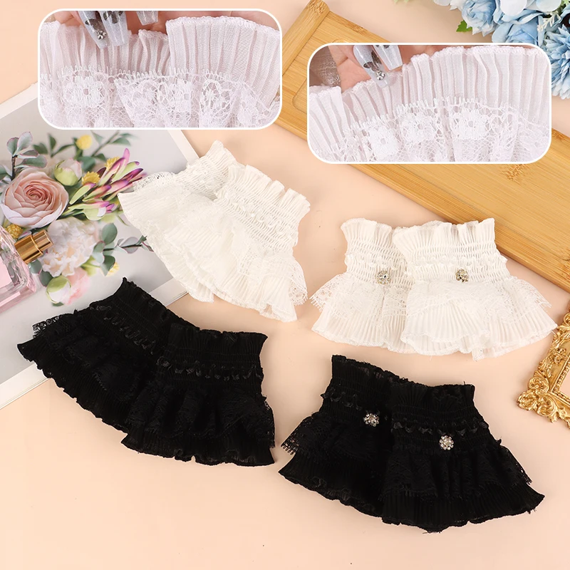 1Pair Nail Photo Glove Nail Art Lace Fake Pleated Cuff Manicure Photography Props Fake Sleeves Beautiful Gentle Fake Cuffs