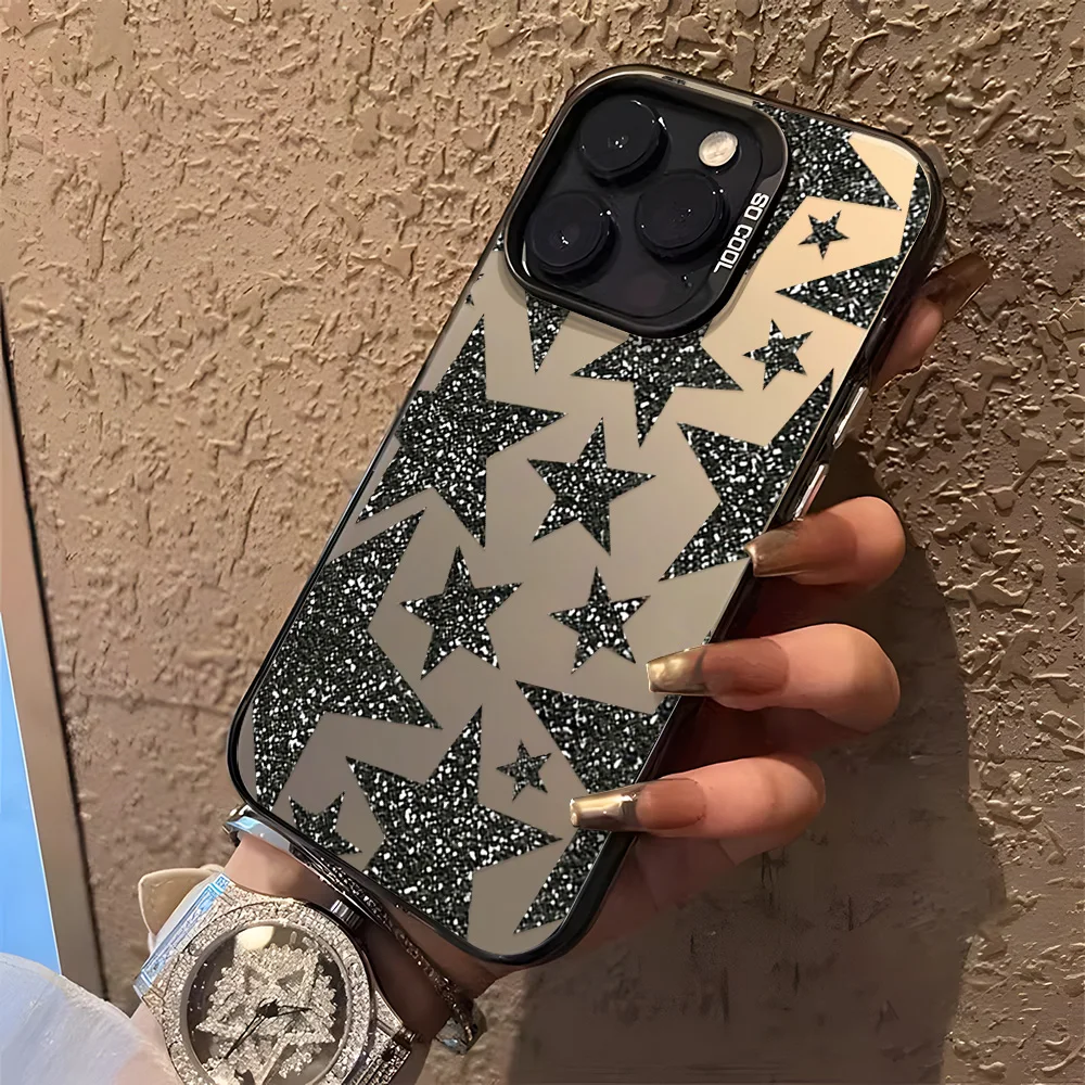 Luxury INS Star Phone Case For iPhone 16 Pro Max 17 18 13 11 15 14 12 Air 16promax 15promax 17promax Hard Matte IMD Funda Cover