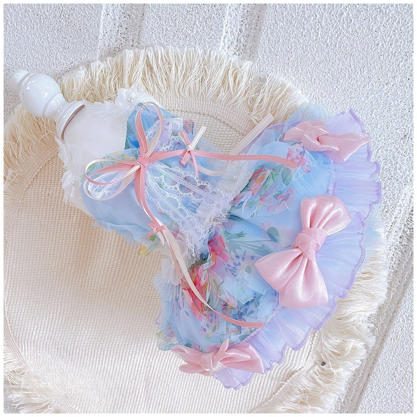Cute Pet Princess Dress Mesh Fluffy Tutu Skirt With Bow Lace Vest Puppy Clothes For Yorkshire Chihuahua Small Dogs