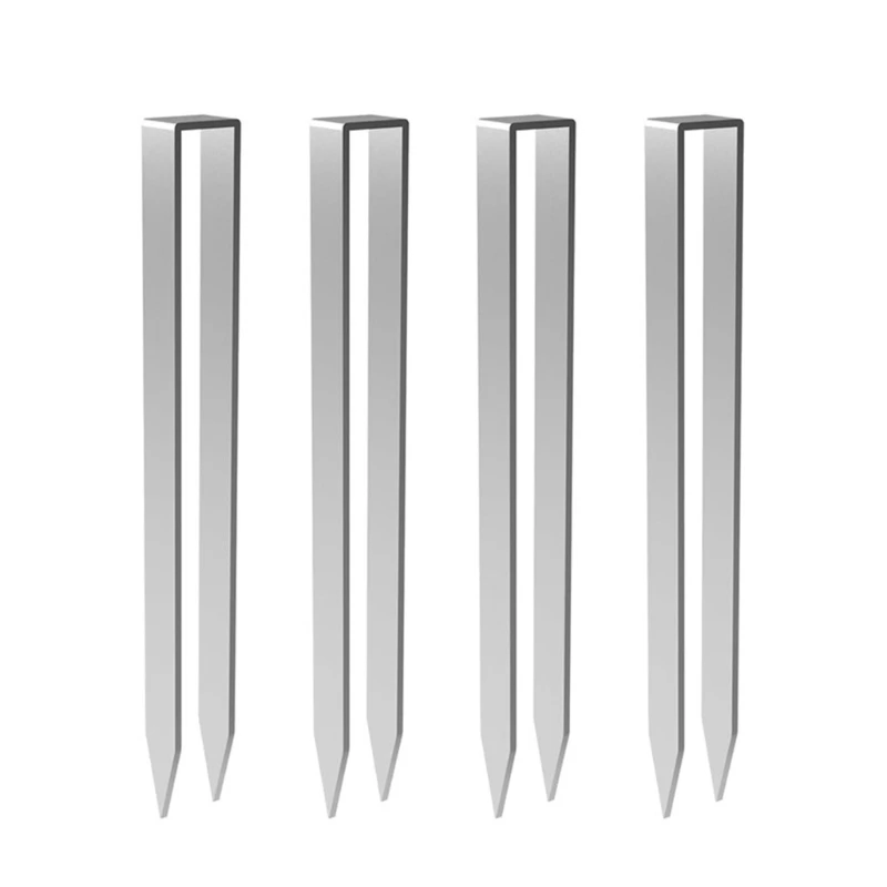 4Pcs Ground Stakes Anchors Garden Staple Steel Tent Nails Metal Ground Rebars