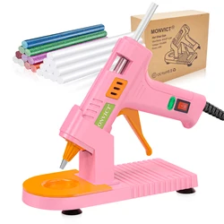 Kit de pistola de pegamento caliente rosa con soporte de ventosas, alfombrilla de silicona antiadherente, punta fina y 30 barras de pegamento, Mini pistola de pegamento para bricolaje, artesanía US