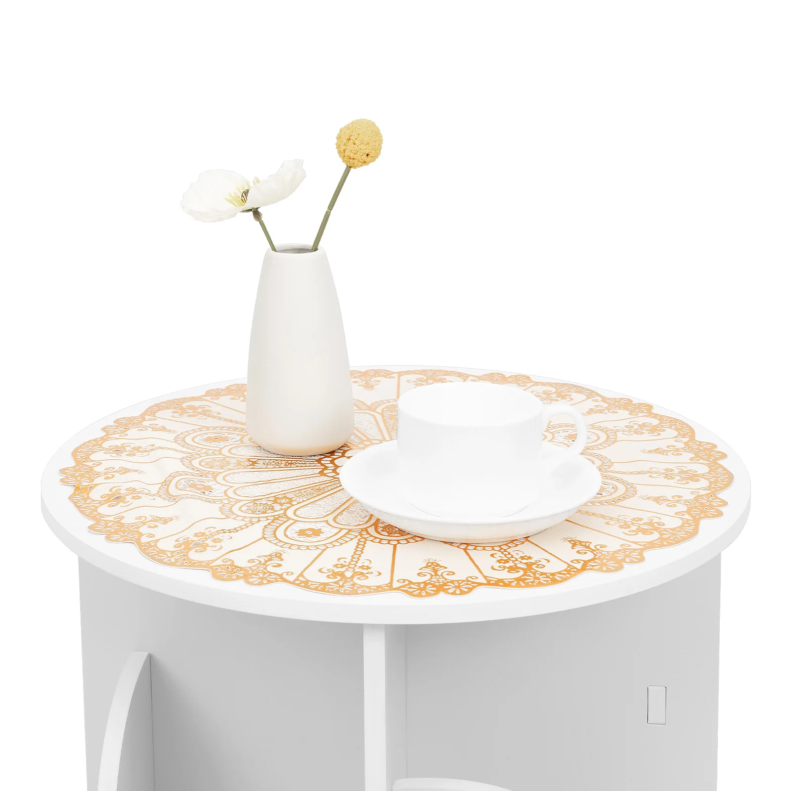 رف كتب دوار باللون الأبيض بطبقتين، 360 درجة °   رف كتب دوار قائم على الأرض، رف عرض للتخزين الزاوية - سعة تحميل 60 كجم