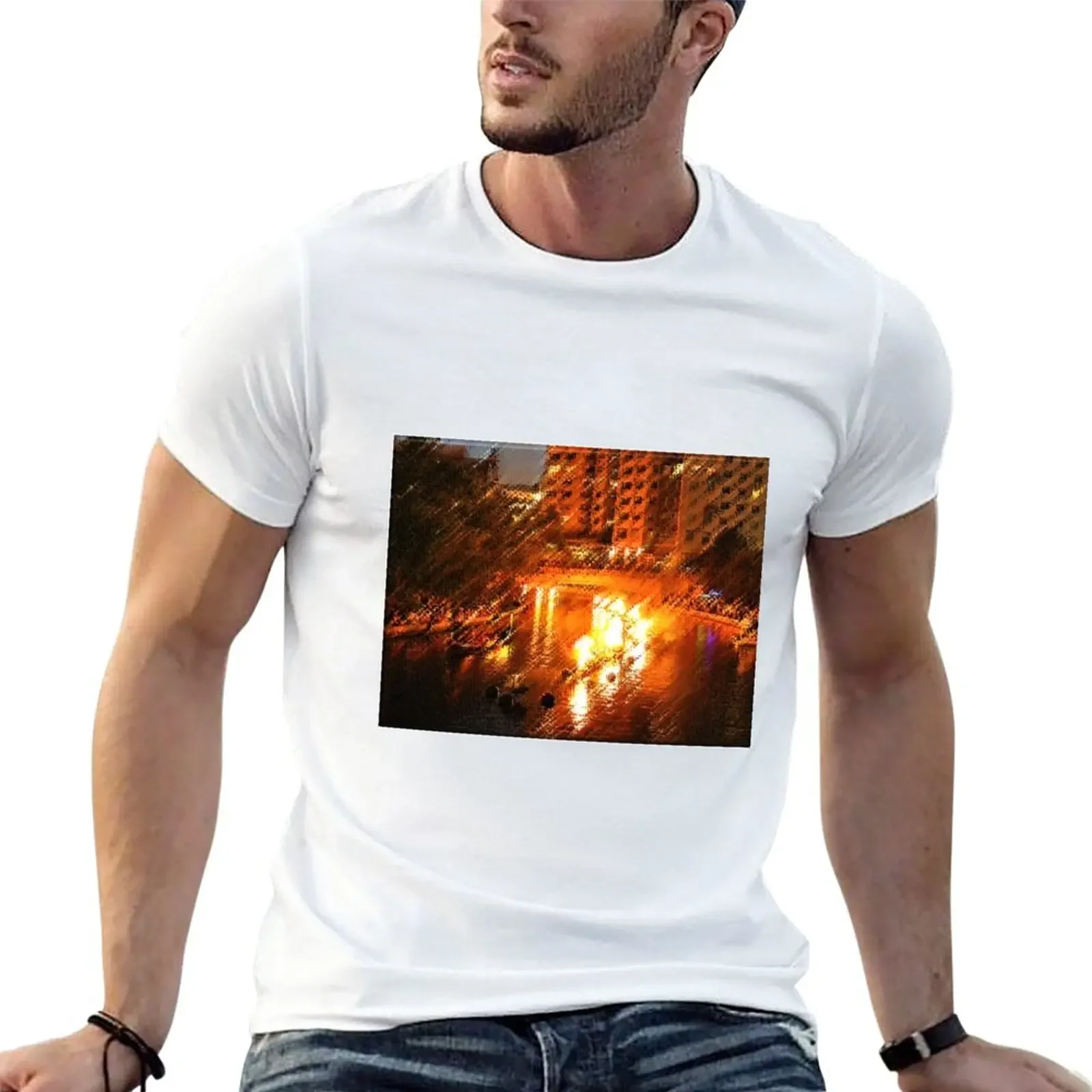 New WaterFire - Providence, Rhode Island – WaterPlace Park – Jéanpaul Ferro T-Shirt plain t-shirt plain t shirts men