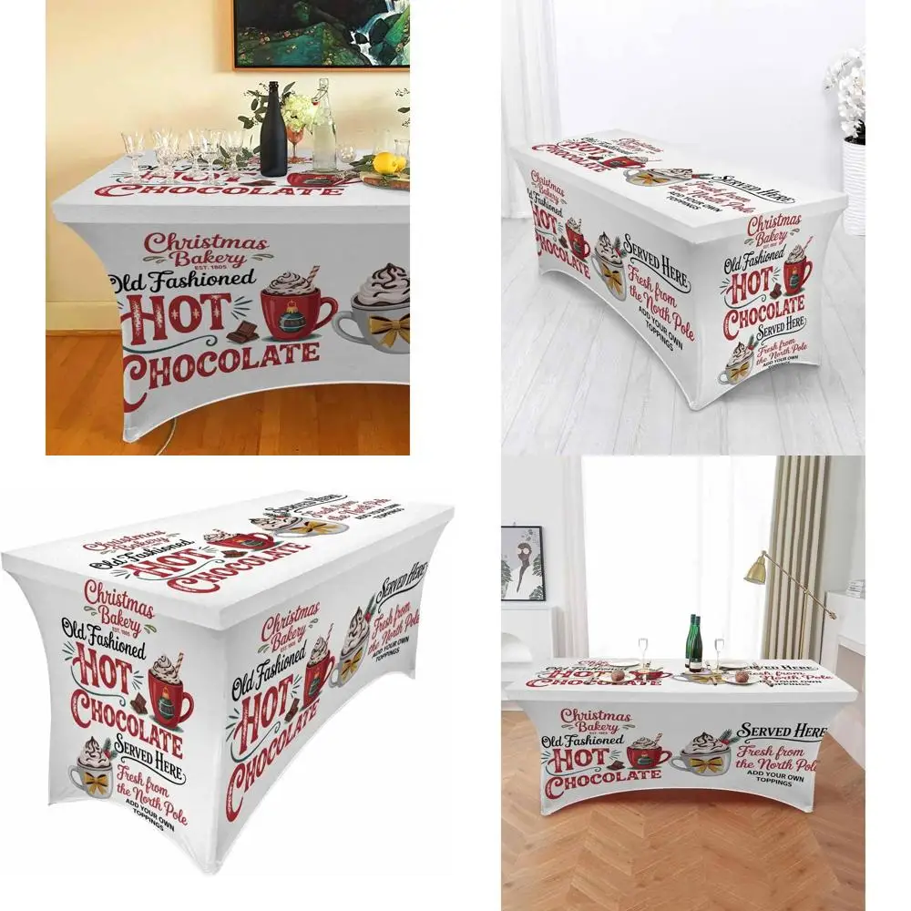 

6ft Stretch Spandex Christmas Tablecloth, Fitted for Parties, Events, Banquets, and Weddings