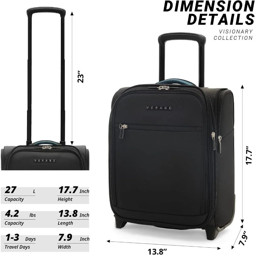 Bolsa de equipaje de mano expandible Softside con ruedas para viajes cortos, ideal para aviones y aerolíneas