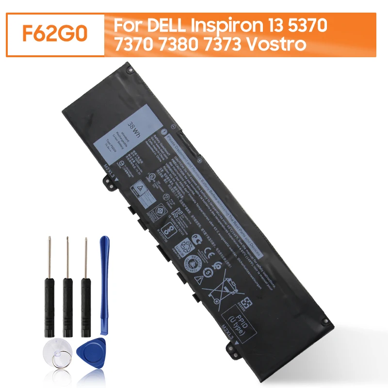 Replacement Battery F62G0 F62GO For DELL Inspiron 13 5370 7370 7380 7373 Vostro RPJC3 0RPJC3 39DY5 039DY5 3166mAh