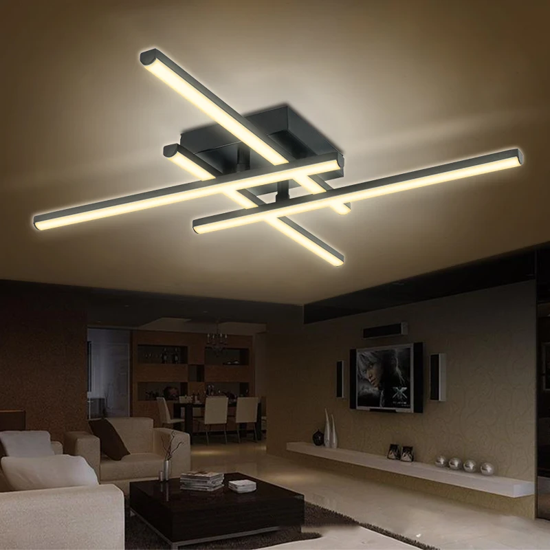 

Linear Modern LED Ceiling Light, Living Room, Bedroom, Study, Black Ceiling Light, White/warm Light, Room Ceiling Light Fixture