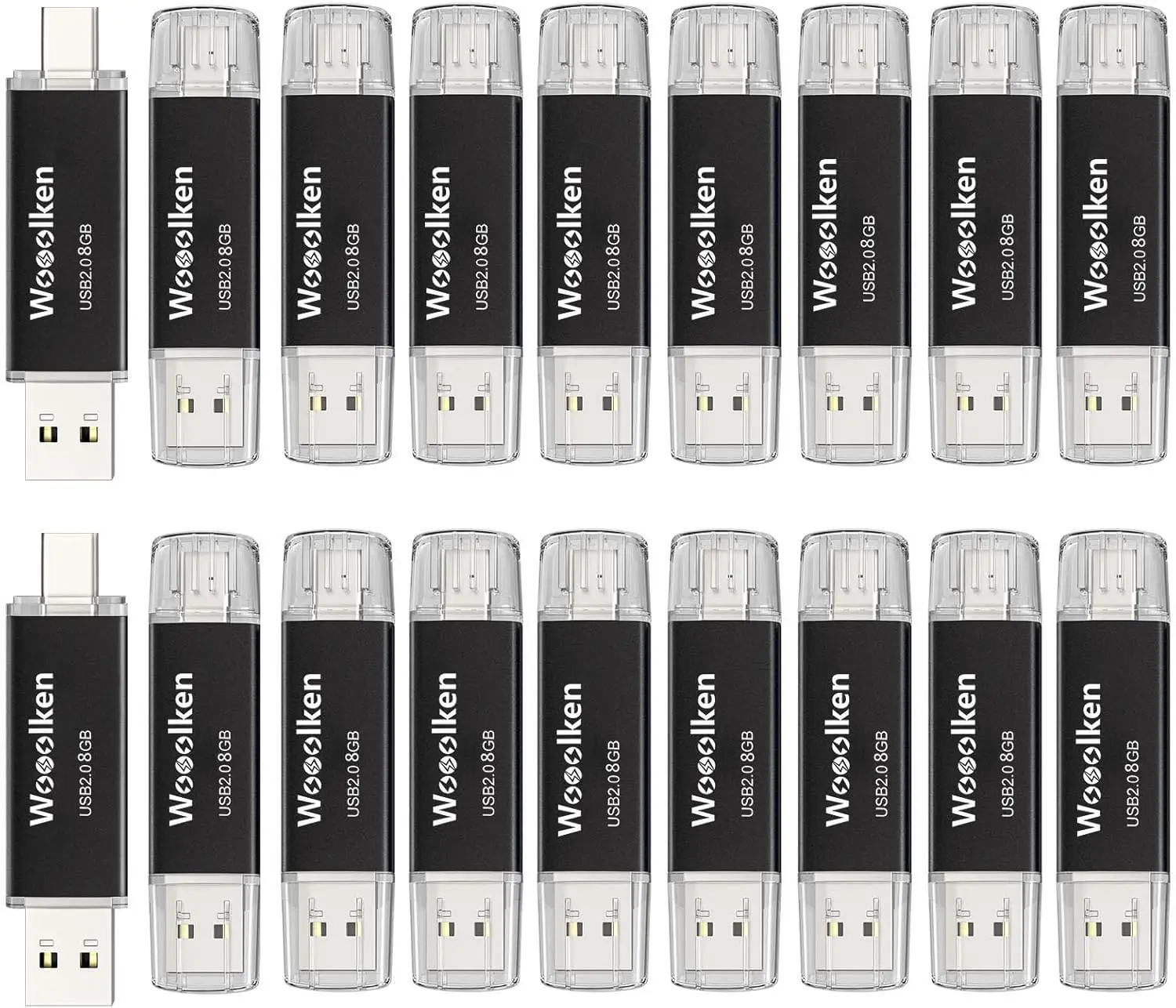 20 Pack 8GB USB C Flash Drive, 2-in-1 Type-C Thumb Drive, Dual USB 2.0 Memory Stick for iPhone 16/15 Smartphone Tablet Computer