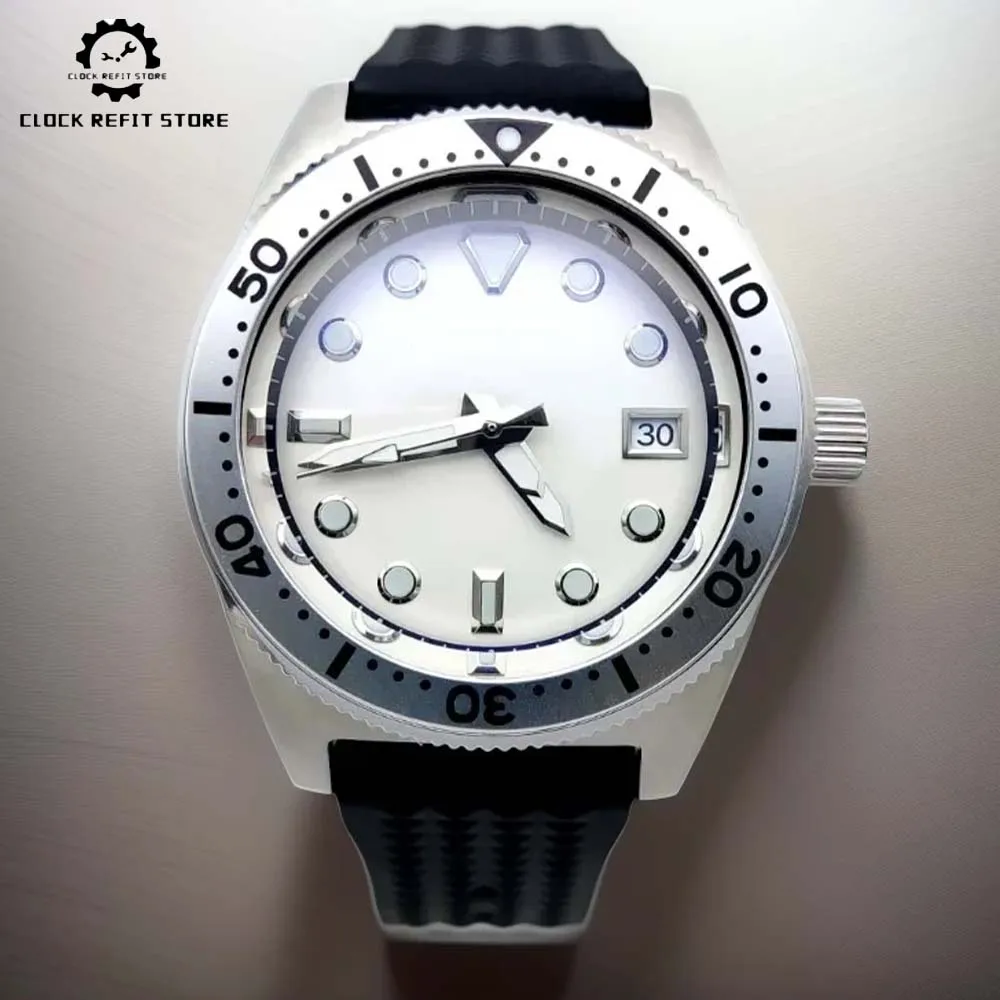 Men's Automatic Sapphire Watch NH35 Movement 316L Stainless Steel Waterproof Case Silicone Strap White Sterile Dial Men's Watch