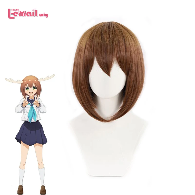 

L-email wig Synthetic Hair Anime My Deer Friend Nokotan Noko Shikanoko Cosplay Wig Short 35cm Brown Color Wig Heat Resistant Wig