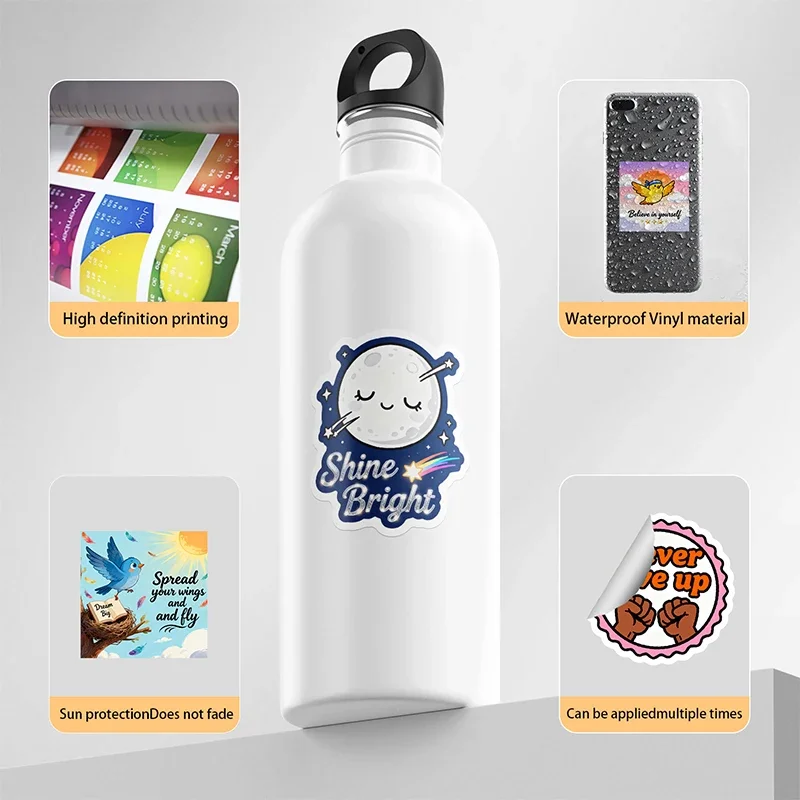 100 قطعة من ملصقات تحفيزية على شكل حيوانات لطيفة من الفينيل مقاومة للماء، شارات تأكيد إيجابية ملهمة لمجلة زجاجة المياه #3