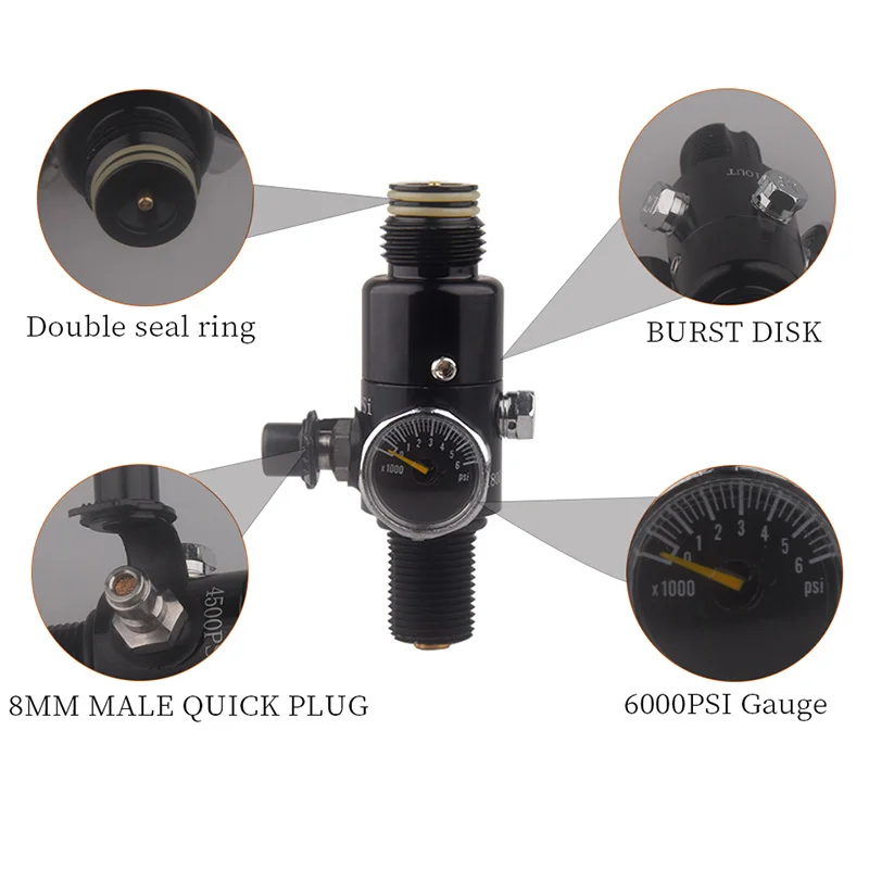 HPA Scuba 0.5L Air Tank 200Bar 3000psi Gas Cylinder Pressure Regulator Output 160psi To 3000psi For Station Diving Accesories