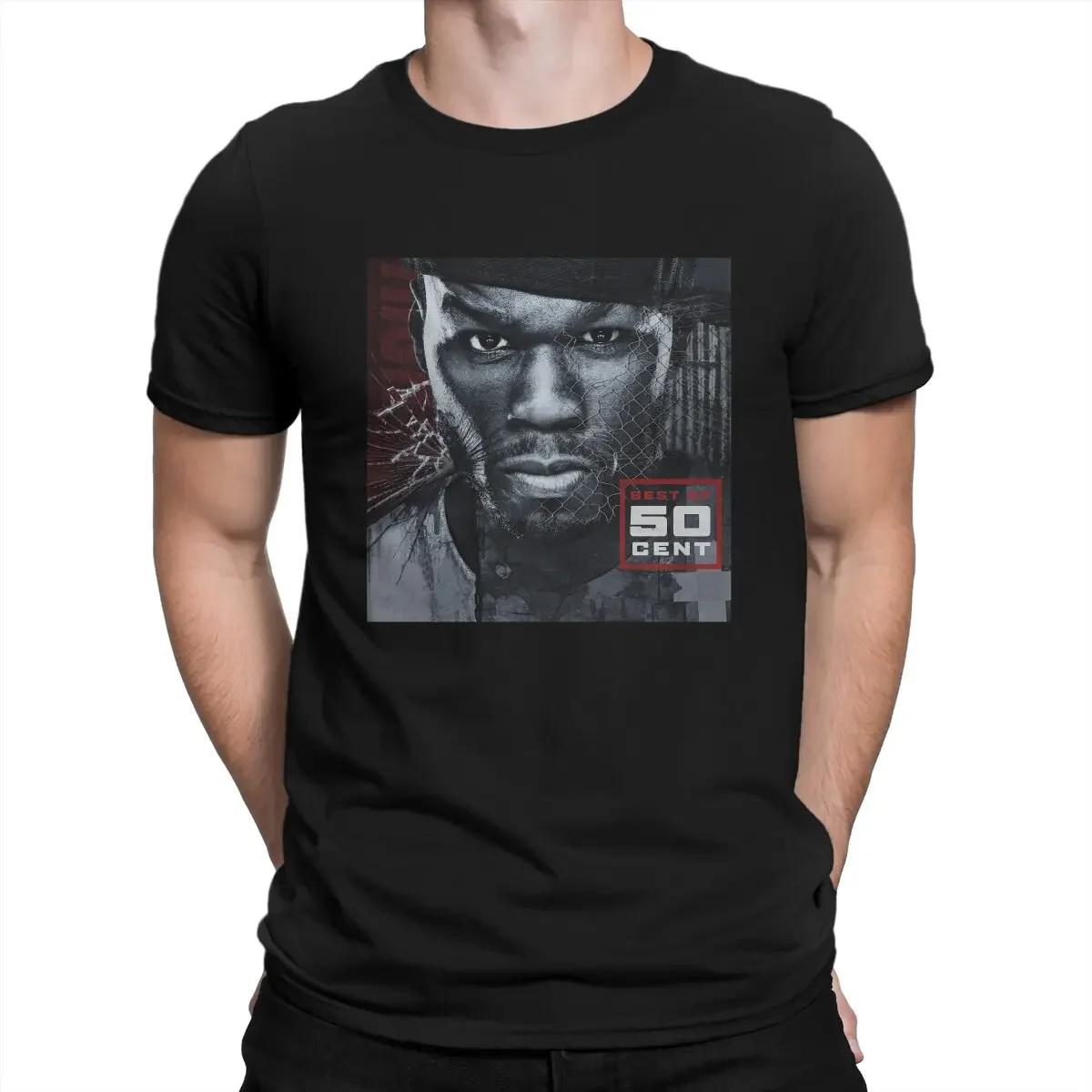 Men's T-Shirts Cool Funny Pure Cotton Tees Short Sleeve 50 Cent Rapper T Shirt Round Neck Clothes Classic