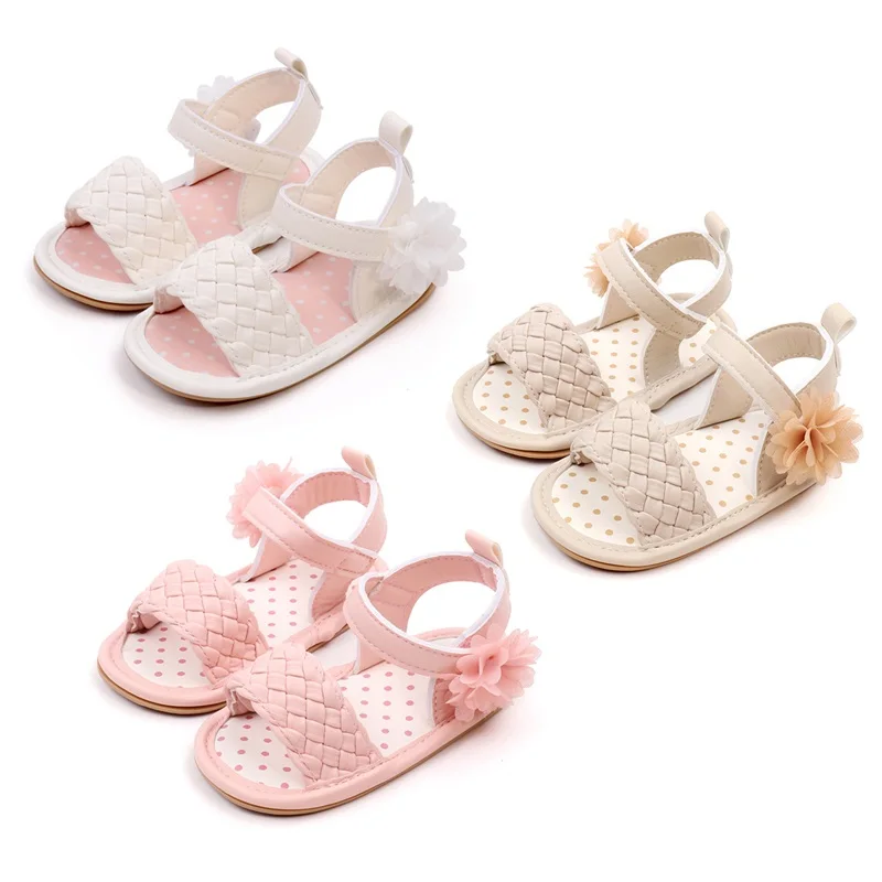 Baby Girl Summer Casual Sandals Anti-slip Soft Sole Flower Decor Shoes for Outdoor, School, Party