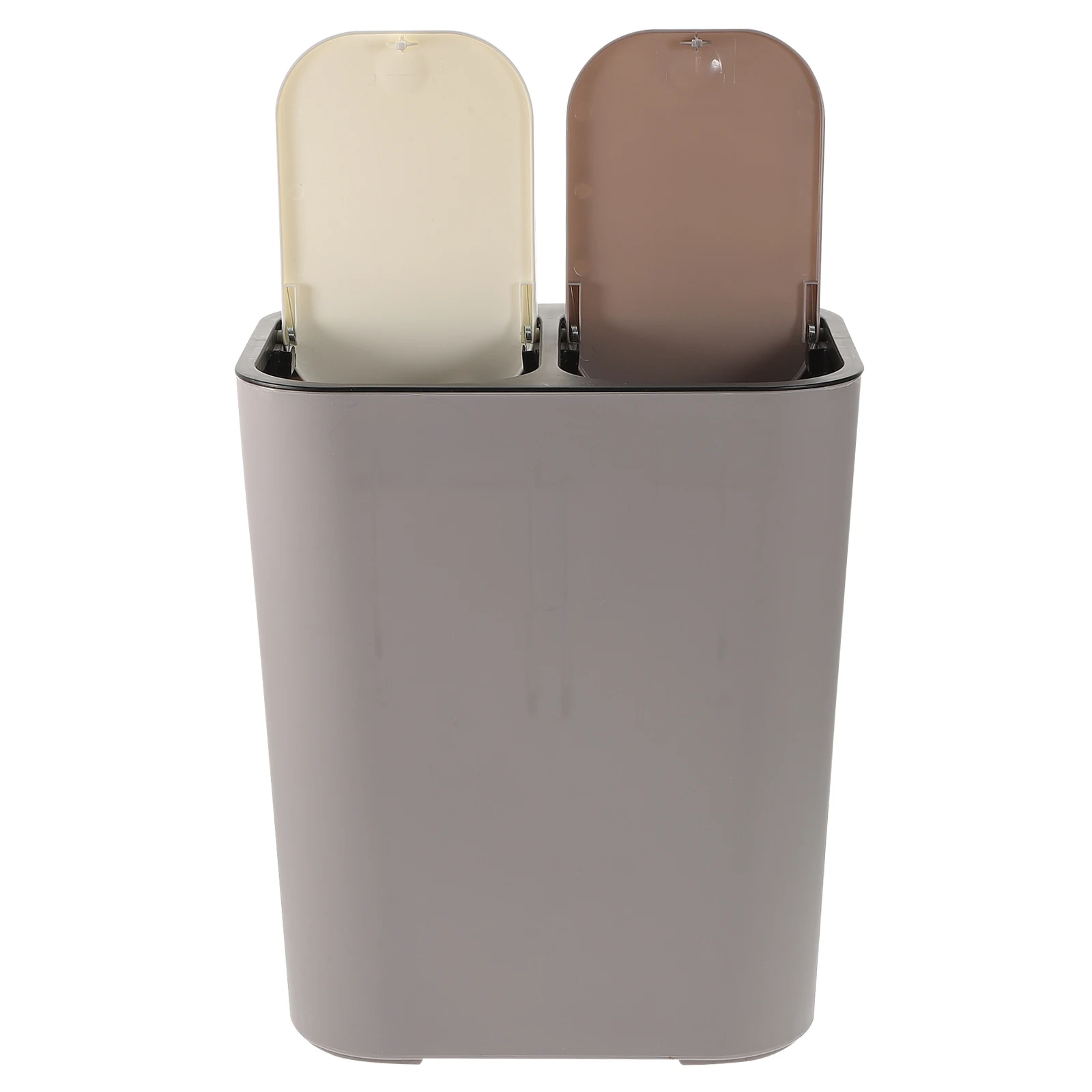 

Dry Wet Separation Trash Can Grey Plastic Waste Bin Kitchen Bathroom Garbage Container Reusable Household Dustbin Easy Clean