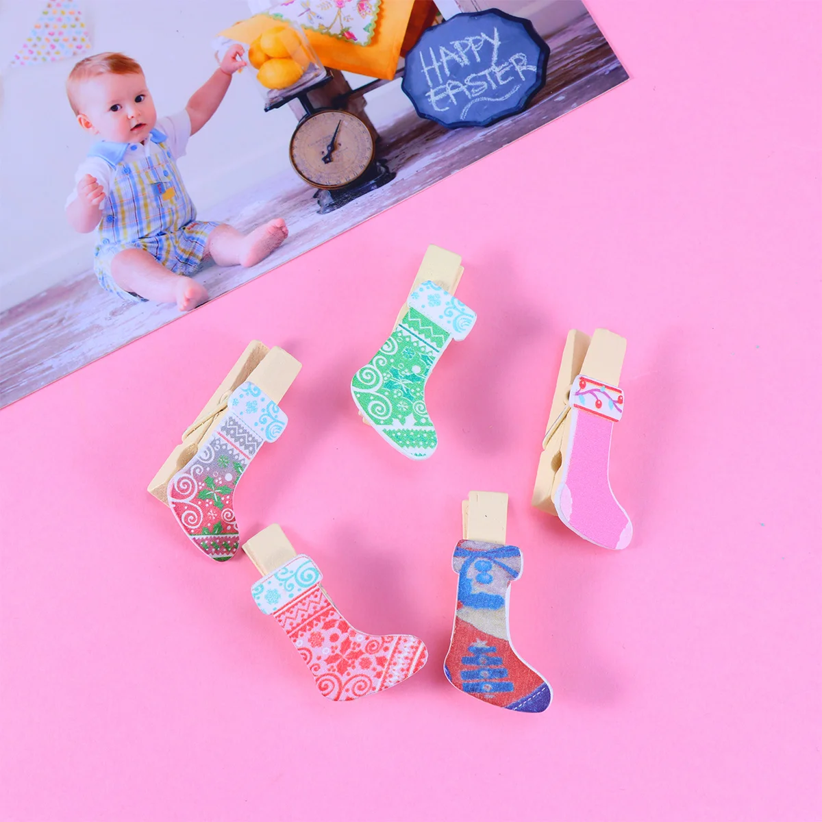

10pcs Christmas Boots Clips Wooden Craft String Note Holder For Home Wedding Decoration Christmas Photo Clips Wooden Photo Pegs