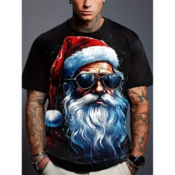 Funny Christmas Party Pattern T Shirt For Men Santa Claus 3D Printed Tees Summer Casual Short Sleeve Loose T-Shirts O-Neck Tops