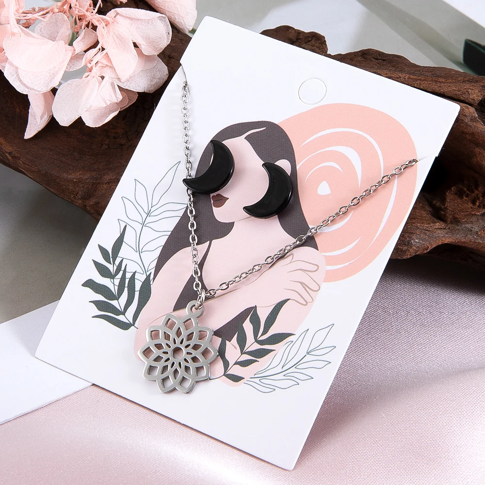 25pcs 6x8cm Earrings Necklace Display Cards Holders For DIY Jewelry Ear Studs Necklace Chain Packaging Hanging Price Tags Supply