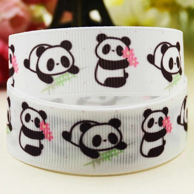 22mm 25mm 38mm 75mm bear&Panda cartoon printed Grosgrain Ribbon party decoration 10 Yards satin ribbons