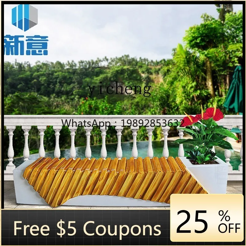 R2  Outdoor Rest Area Bench Mall Waiting Area Irregular Seat Bench Flower Pot Combination