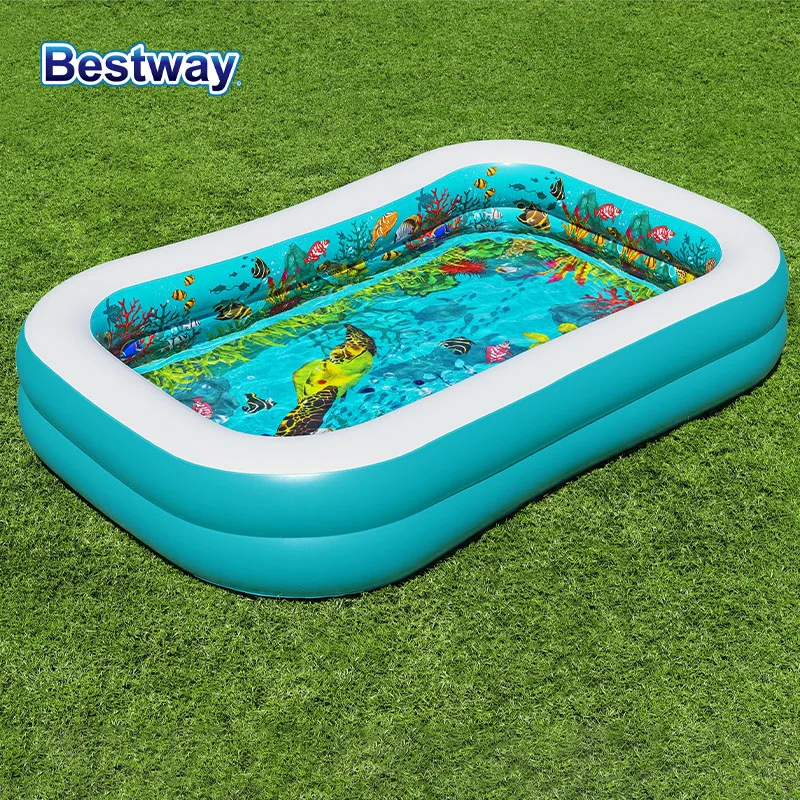 Bestway 54177 [팽창식 배송되지 않음] 3D 눈 2쌍이 포함된 직사각형 풍선 수영장 수중 세계 1개