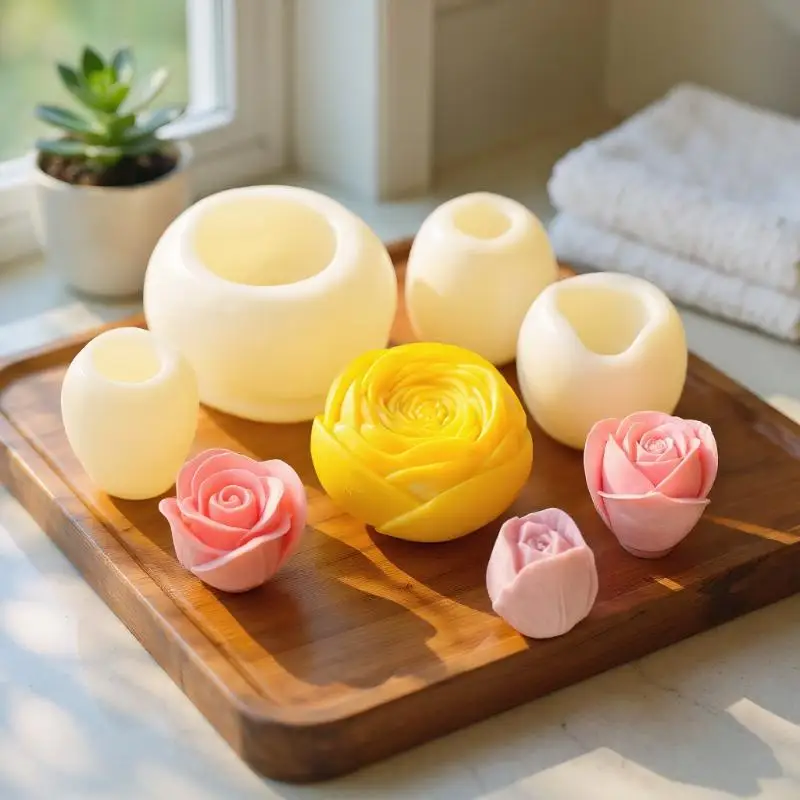 ✰✪1Pcs Handmade Scented Candle Plaster Resin Molds DIY Flowers Tulip Rose Silicone Mold Cookies Chocolate Candy Baking Tool
