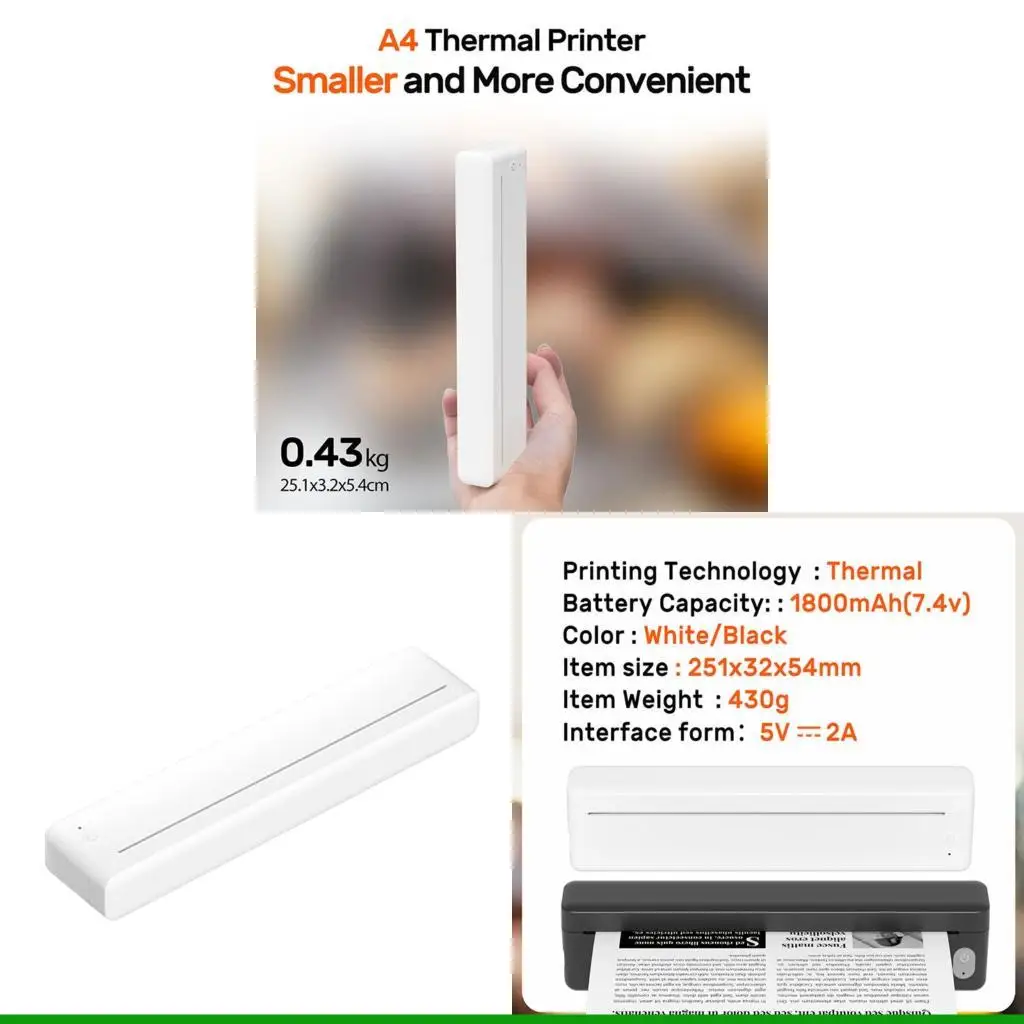 

U55C Портативный термопринтер формата Чернила не требуются. Быстрая печать документов. Фотографии в домашнем офисе и для