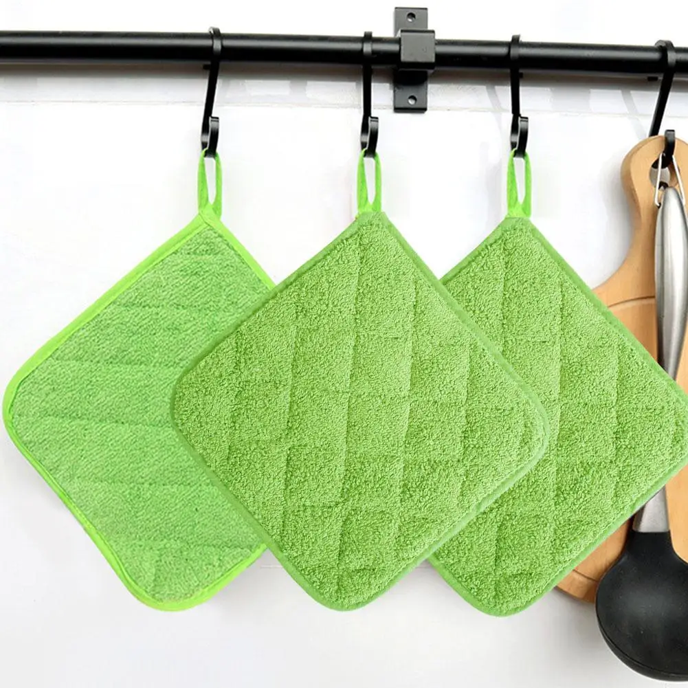 3Pcs Terry Hot Pad Heat Resistant 100% Natural Cotton Pot Holders for Kitchen and Machine Washable Eco Friendly & Safe