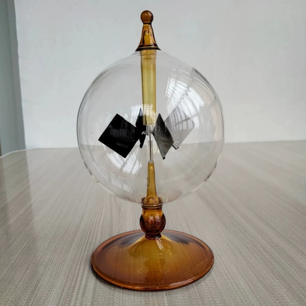 B62B 4 Blades Rotating Glass Windmill Solar Powered Crookes Radiometer Light Mill/Educational Teaching Study Tool B