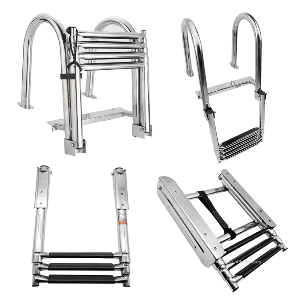 

With Handrails 316 Stainless Steel High Quality Marine Boat 3 and 4 Steps Telescopic Ladder2025