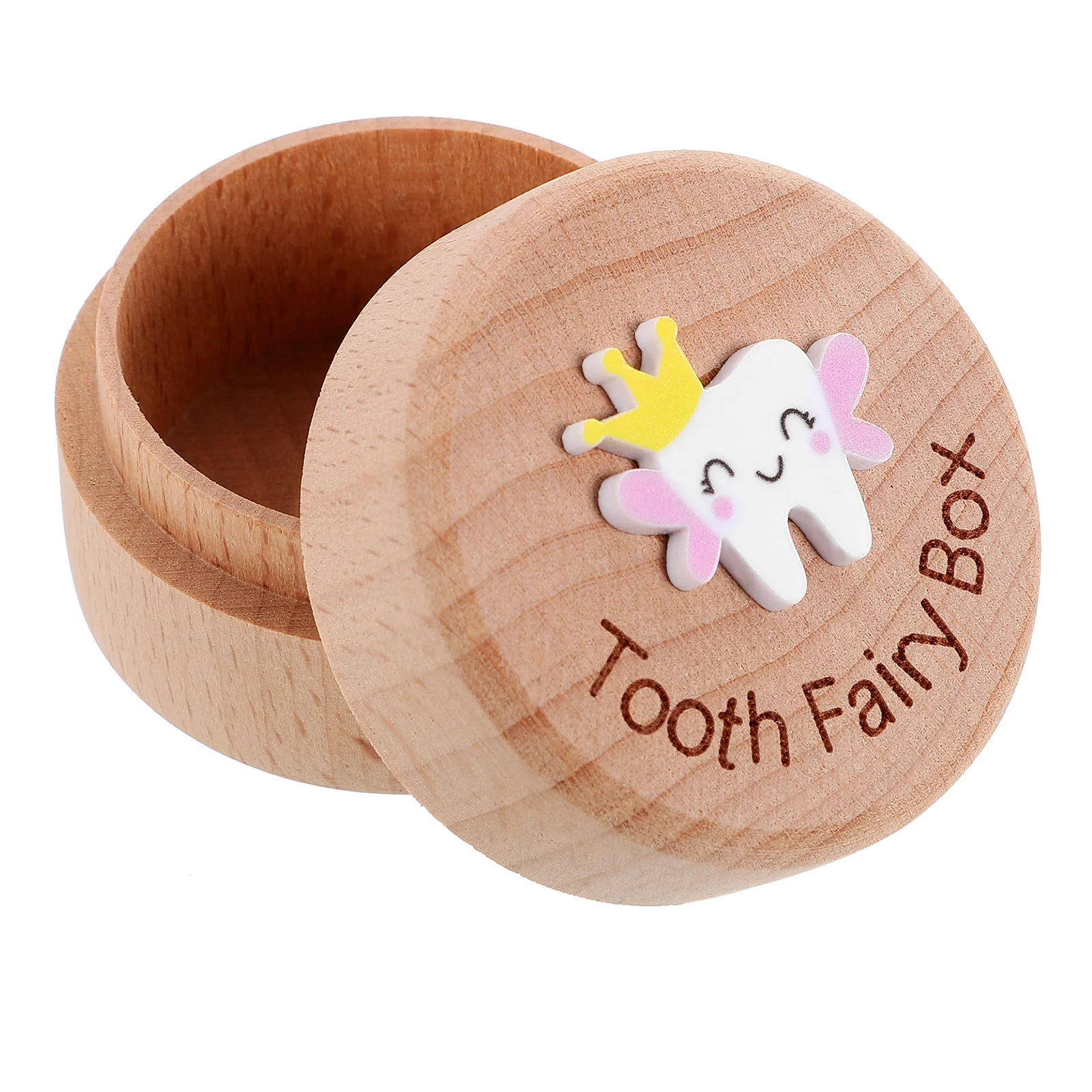 

s Tooth Holder Box Retainer Treasure Chest Wooden First Case Child with