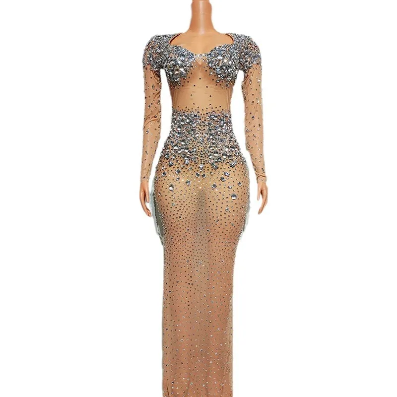 Perspective Long Dress Singer Performance Clothing Company Annual Meeting Party Evening Dress Bar Nightclub Dance Music Festival
