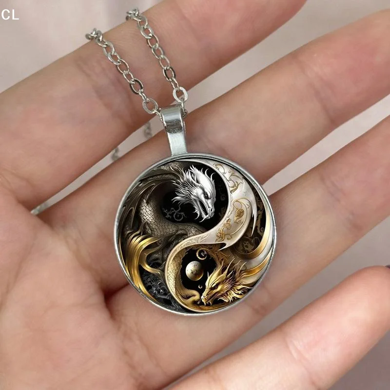 Yin Yang Dragon Keychain Fashion Alloy Pendant Black And White Dragon Design Perfect For Bags Backpacks And Unique Gifts