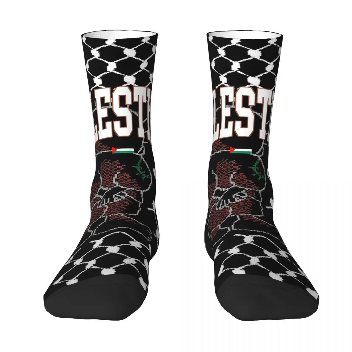 Men Socks Palestine Flag Hatta Kufiya Folk Pattern Stockings Autumn Vintage Soft Socks Graphic Cycling Non Slip Socks