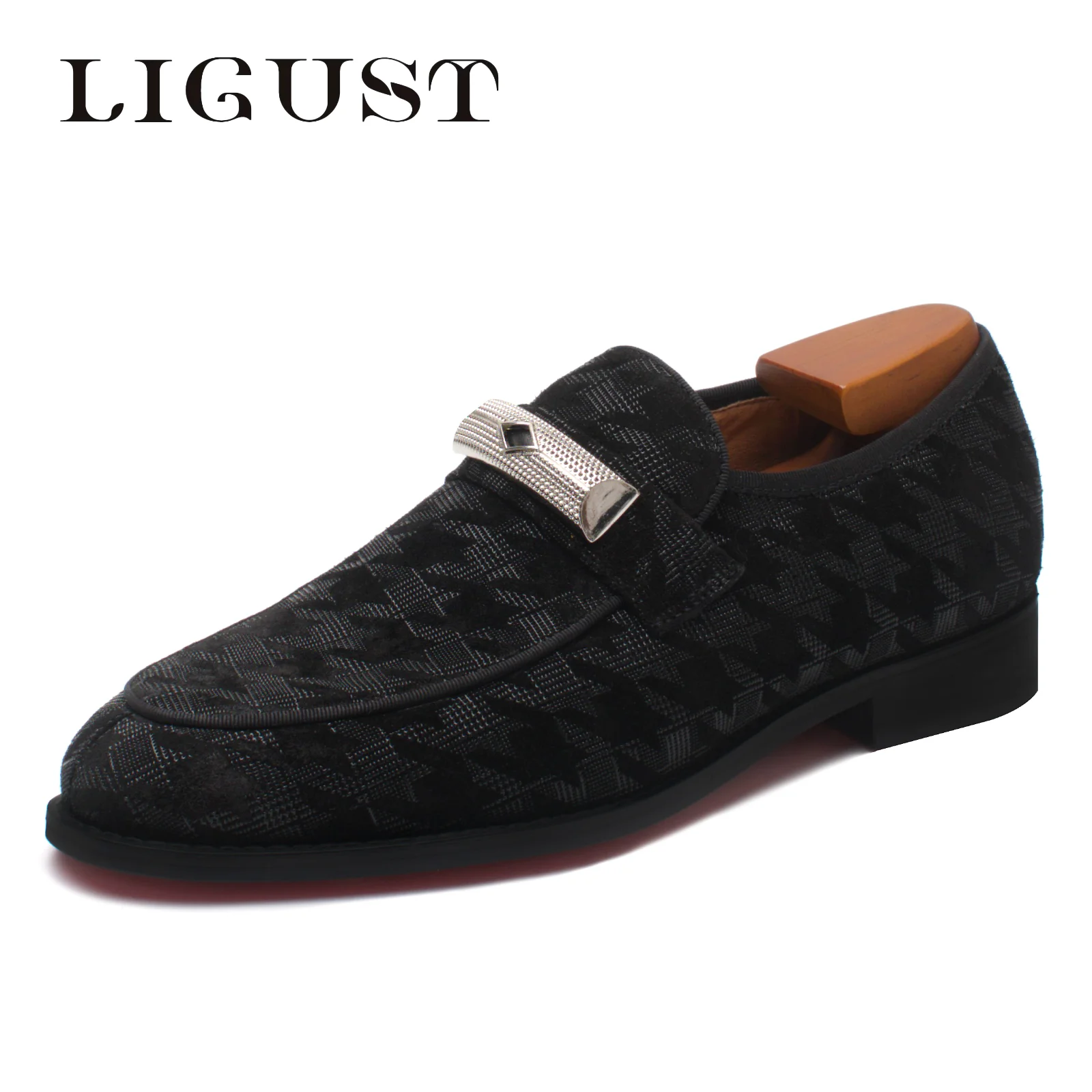 

LIGUST Genuine Leather Men Loafers Handmade Fashion Elegant Wedding Party Casual Dress Shoe Classic Business Black Shoes For Men