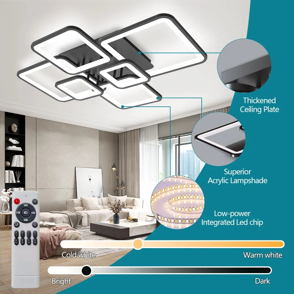 Modern New LED Minimalist Chandelier Geometric Design With Memory Function Light Support RC For Living Room Bedroom Ceiling Lamp