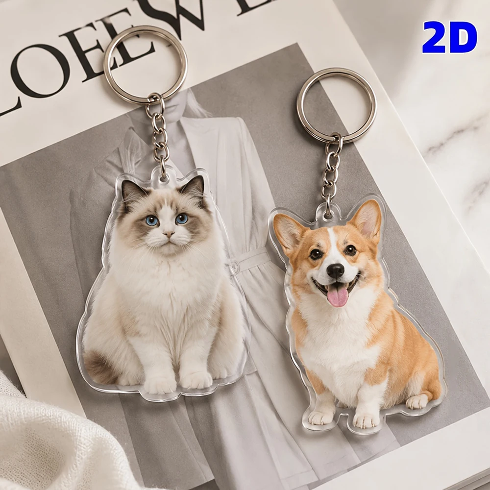 Personalized Custom Acrylic Keychain Custom Pet Portrait Keychain Cute Keychain Give Perfect Sift For Pet Lovers and Couples