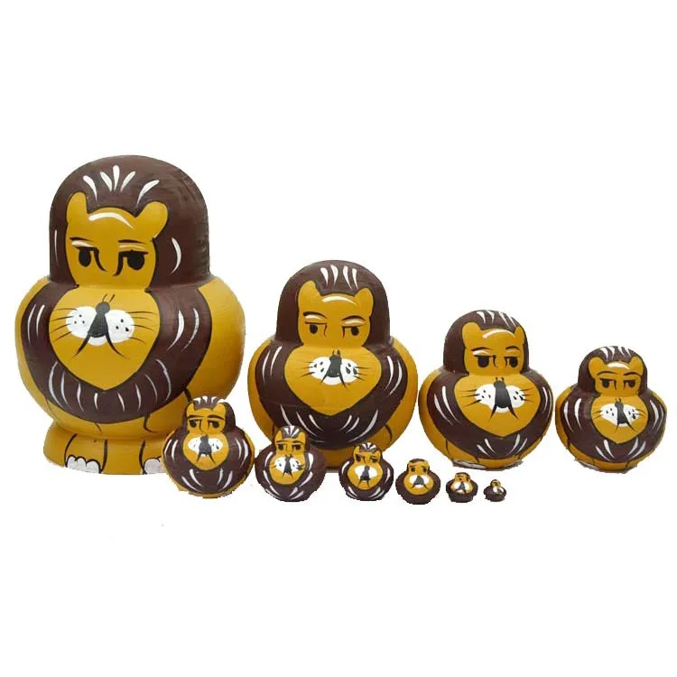

Matryoshka dolls, creative matryoshka dolls, children's toys 10 layers, belly dolls, patterns, lions, lions, linden