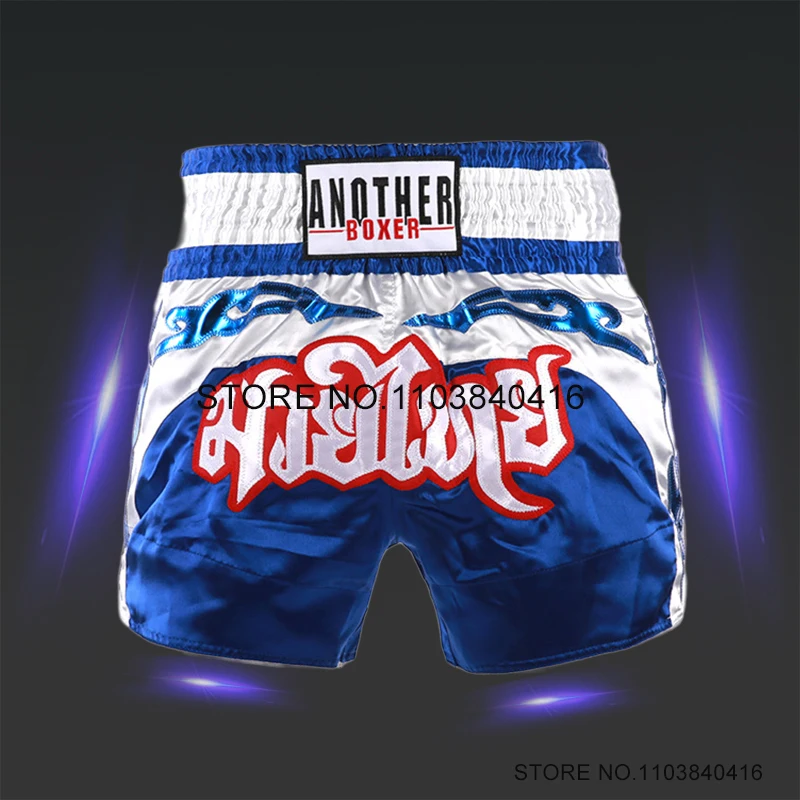 

Muay Thai Pants Embroidery Boxing Shorts Men Women Kids Satin Thailand Martial Arts MMA Clothing Gym Fighting Kickboxing Shorts