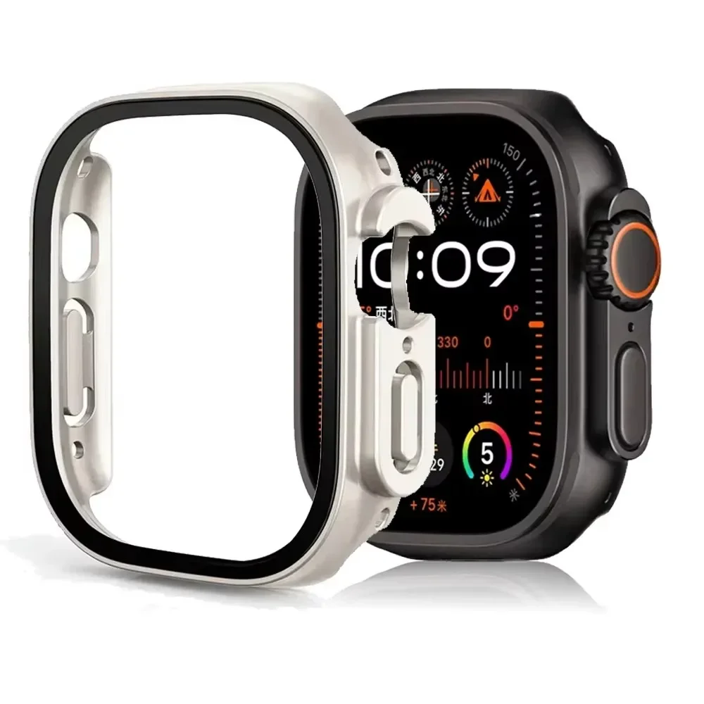 Glas+PC-Schutzhülle für Apple Watch Ultra 4 3 2 49mm Smartwatch Stoßfänger+Displayschutzfolie Gehärtetes Glas iWatch Series Ultra 49mm Zubehör – Detail 21