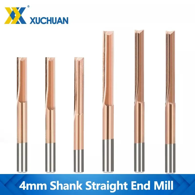 

4/6mm Shank Straight Slot Milling Cutter 2 Flute Router Bit TiCN Coated Carbide End Mill CNC Machining Milling Tool