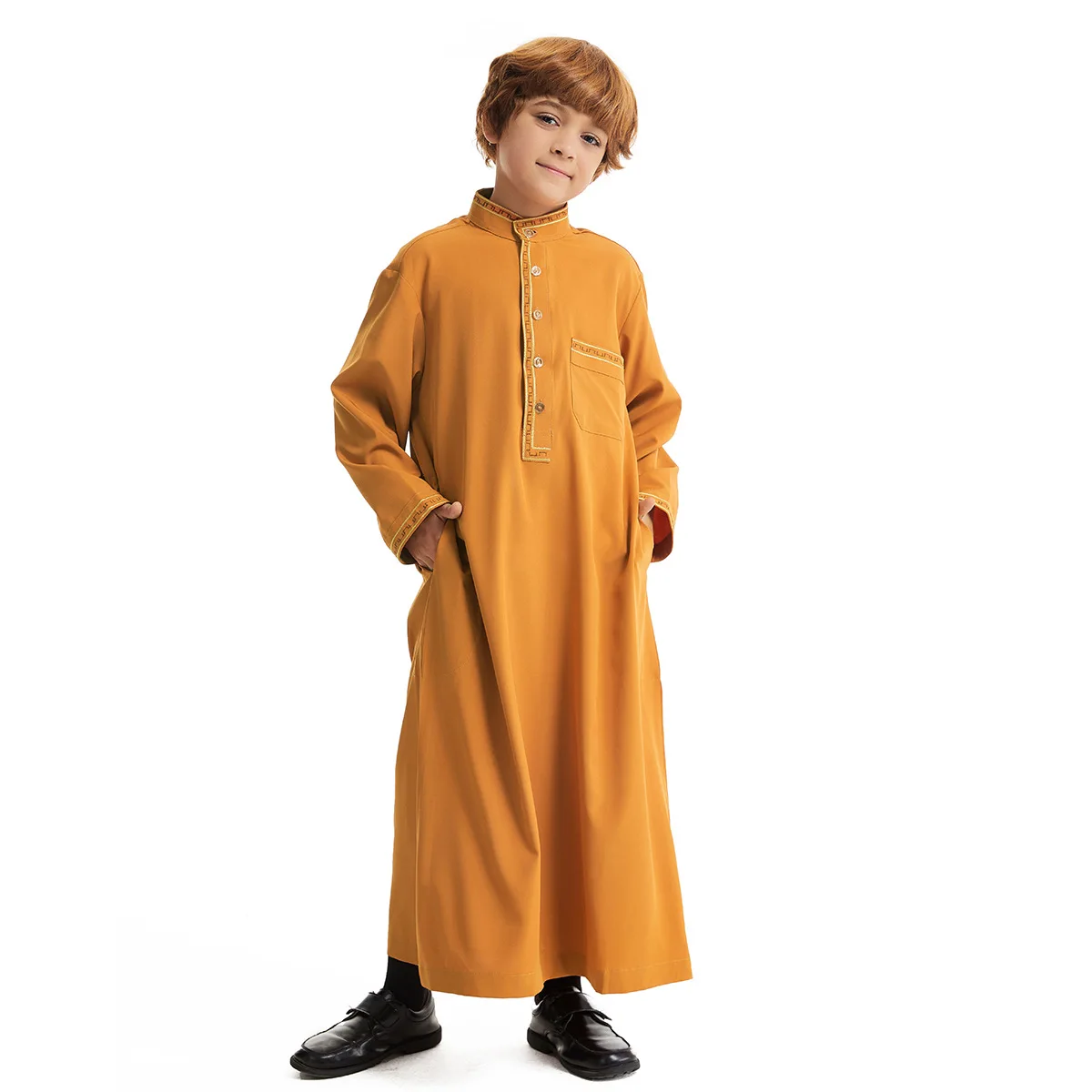 Kids Robe Children Islamic Outfit Boys Ramadan Thawb Teens Long Sleeve Dubai National Clothes Arab Muslim Thobe Middle East Gown