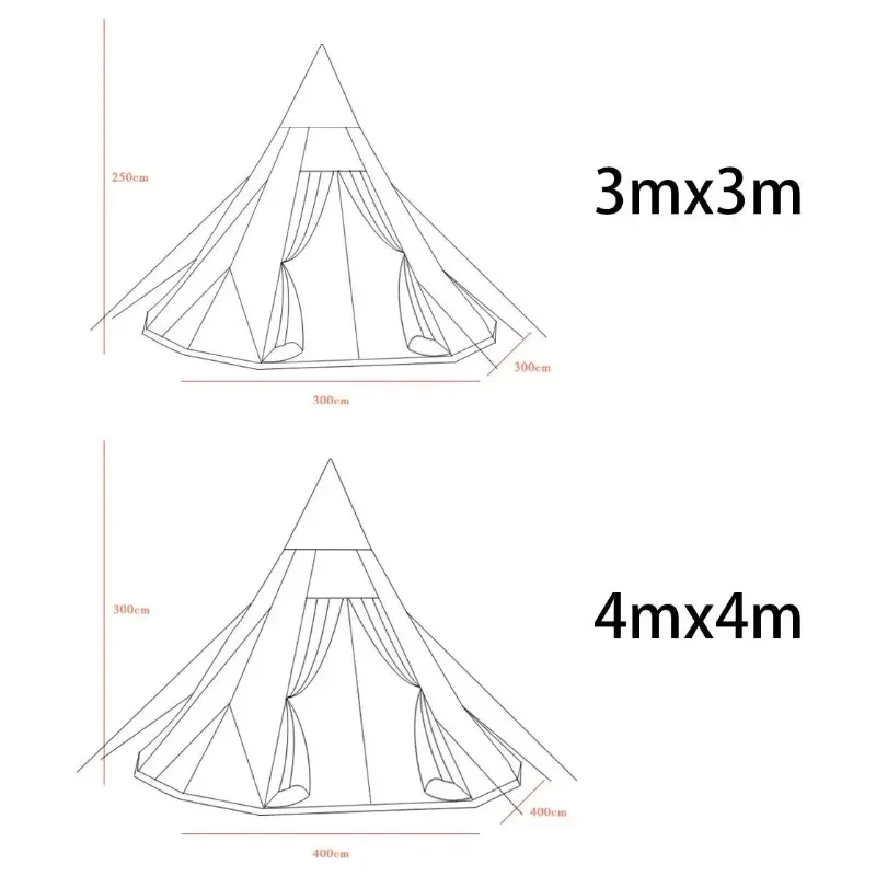 Outdoor Pyramid Indian Camping Tent Foldable Thickened and Rainproof UV Protection Large Space Storm
