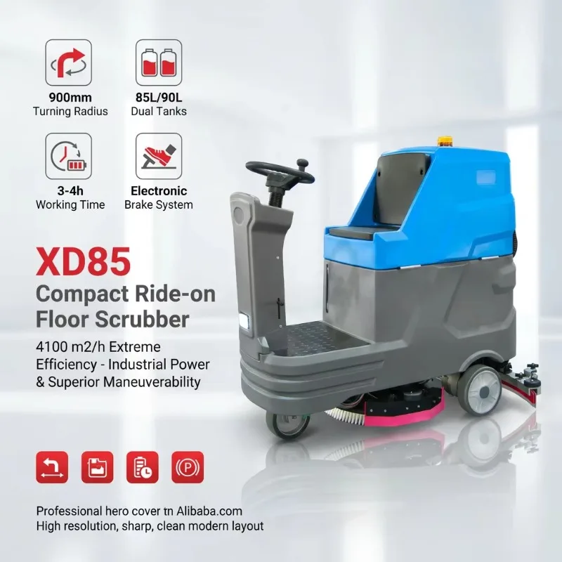 Customized Industrial Ride-on Floor Scrubber Efficiency 24Gallon Sweeper Floor scrubber Tank Auto Cleaning Machine For Warehouse