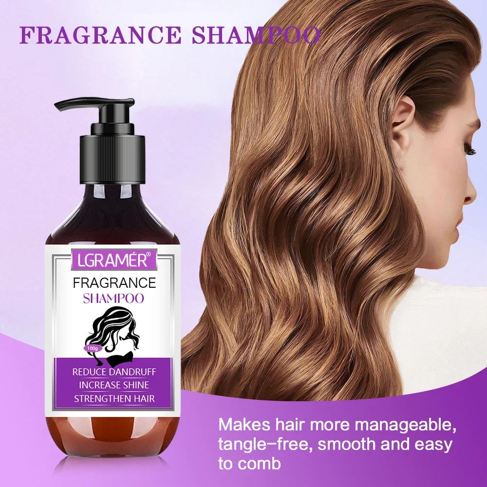 LGRAMER Purple Shampoo Controls Oil Keep Hair Shiny Fluffy Nourish Smooth Reducing Dandruff Alleviating Split Dry Hair Problems